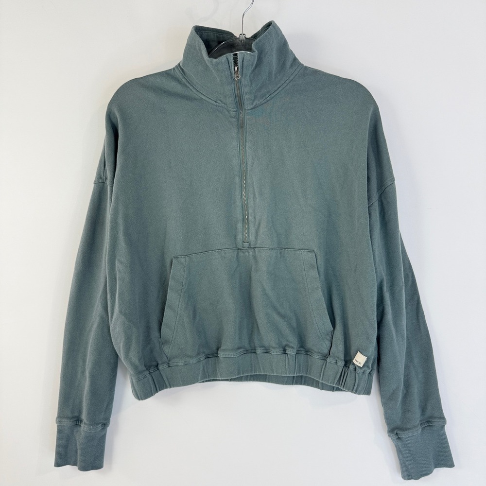 Vuori Sunnyside Pullover Women Small Blue VW246 Half Zip Organic Cotton Crop